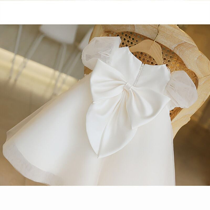 White Baby Girl Summer Baptism Dress Toddler Birthday Party Princess Dress